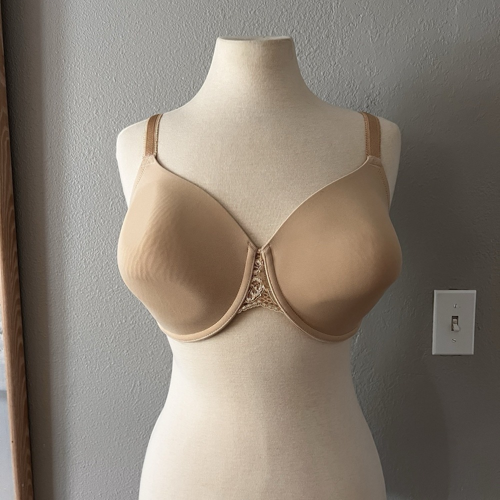 Wacoal Bra 36DDD 85340 French Garden Contour Lace Beige Underwire Padded EUC